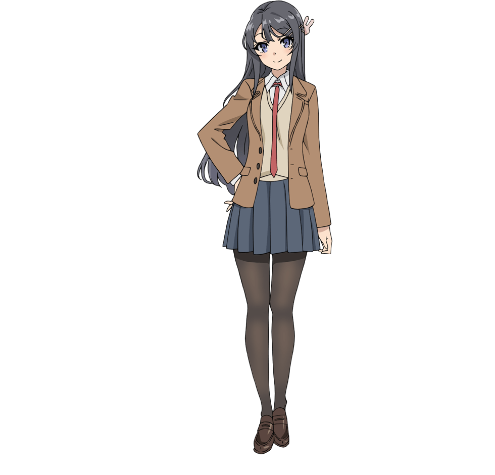 Mai Sakurajima com o uniforme clássico, em arte oficial do anime
